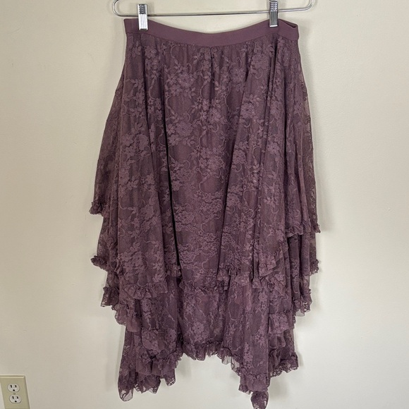 Ultra Pink Asymmetrical Lace Skirt in Mauve - Picture 1 of 5